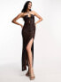 Фото #1 товара ASOS DESIGN strappy cut out sequin maxi dress in chocolate