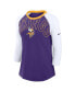 Women's Purple/White Minnesota Vikings Knockout Arch Raglan Tri-Blend 3/4-Sleeve T-Shirt