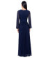 ფოტო #2 პროდუქტის Petite V-Neck Side-Beaded Long-Sleeve Gown