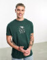 ASOS DESIGN relaxed t-shirt in green with chest outdoors print