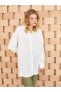Фото #2 товара Lcw Modest Gömlek Yaka Düz Uzun Kollu Keten Karışımlı Oversize Kadın Tunik