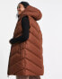 Фото #8 товара Threadbare Vamp longline padded gilet with hood in mid brown