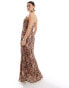 River Island leopard print maxi slip dress in beige Бежевый, 34 - фото #4