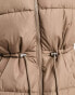 Vila puffer jacket with waist detail in brown