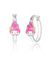 ფოტო #1 პროდუქტის Sanrio Silver Plated Enamel Hoop Earrings Officially Licensed - My Melody Pink