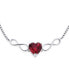 ფოტო #2 პროდუქტის Dainty Red Heart Shape Lab Created Synthetic Ruby Solitaire Two Love Knot Infinity Bolo Bracelet For Women Sterling Silver Adjustable Slide