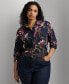 ფოტო #1 პროდუქტის Plus Size Long-Sleeve Floral Shirt