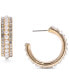ფოტო #1 პროდუქტის Gold-Tone Medium Pavé & Imitation Pearl C-Hoop Earrings, 1.15", Created for Macy's