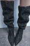 Фото #4 товара Ботинки на высоком каблуке с денимом и стразами ZARA