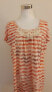 Style & Co Women's Scoop Neck lace Inset Striped Blouse Red Orange L