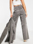 NA-KD relaxed flowy trousers in liquid silver co-ord