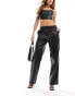 Фото #8 товара Only faux leather straight leg trousers in black