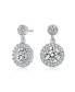 Фото #1 товара GV Sterling Silver White Gold Plated Clear Round Cubic Zirconia Halo Tier Earrings