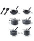 Фото #2 товара Pots and Pans Set Nonstick Professional Hard Anodized Cookware Sets 12-Piece, Dishwasher Safe with Stay-Cool Handles, Black