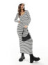 Фото #1 товара Pieces ribbed maxi skirt co-ord in cream and black stripe