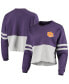ფოტო #2 პროდუქტის Women's Purple, Gray Clemson Tigers Cropped Retro Jersey Long Sleeve T-shirt