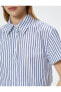 Kısa Kollu Gömlek Crop Düğmeli Klasik Yaka Slim Fit