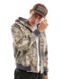 Hollister boxy fit camo print hooded denim jacket in multi