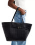 ASOS DESIGN weave tote bag with belt buckle detail in black