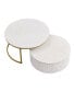 Modern Round Nesting Coffee Table Fluted with Drawer in White & Gold in 31.5''