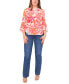 Petite Boat-Neck Bell-Sleeve Piped Top
