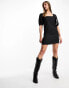 Фото #1 товара & Other Stories linen square neck mini dress in black