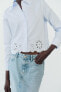 Short shirt with cutwork embroidery