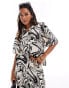 Vila boxy shirt co-ord in mono swirl print