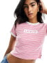 Levi's mini ringer t-shirt with chest text logo in pink stripe