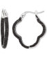 ფოტო #1 პროდუქტის Black Spinel Clover Small Hoop Earrings (1-3/4 ct. t.w.) in Sterling Silver, 1"