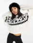 Фото #2 товара Threadbare Ski high neck printed jumper with fringing in monochrome