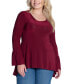 Фото #1 товара Plus Size Long Bell Sleeve High Low Tunic Top