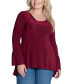 Plus Size Long Bell Sleeve High Low Tunic Top