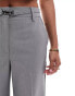 ASOS DESIGN Petite buckle detail crop wide leg tailored trouser in grey