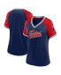 ფოტო #1 პროდუქტის Women's Navy Minnesota Twins Glitz & Glam League Diva Raglan V-Neck T-shirt