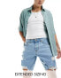 ASOS DESIGN long length denim shorts with abrasions in light wash blue hellblaue Waschung, W28 - фото #1