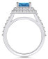 ფოტო #3 პროდუქტის Blue Topaz and Diamond Accent Halo Ring in 14K White Gold