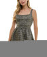 ფოტო #1 პროდუქტის Juniors' Square-Neck Sleeveless Fit & Flare Dress