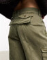 COLLUSION Unisex premium washed cargo in khaki