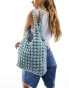 Glamorous popcorn texture shoulder bag in pale blue