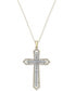 ფოტო #1 პროდუქტის Diamond Two-Tone Cross Pendant Necklace (1 ct. t.w.) in 14k Yellow and White Gold