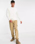 Only & Sons textured crew neck knitted jumper in white