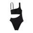 Фото #4 товара Women's Ribbed One Shoulder Cut Out One Piece Swimsuit - Shade & Shore Black M