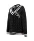 Women's Black Philadelphia Eagles Prep V-Neck Pullover Sweater