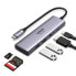 Фото #3 товара 6w1 wielofunkcyjny HUB USB-C - 2x USB HDMI 4K czytnik kart SD i TF USB-C PD 100W szary