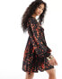 Фото #8 товара Wednesday's Girl blurred dot print satin smock dress in black and red