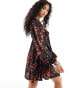 Wednesday's Girl blurred dot print satin smock dress in black and red