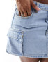 Kyo The Brand denim cargo pocket detail mini skirt in light blue wash hellblaue Waschung, 36 - фото #3