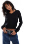 Фото #1 товара Stradivarius v neck knitted top in black