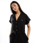 Фото #4 товара New Look button through tie waist jumpsuit in black